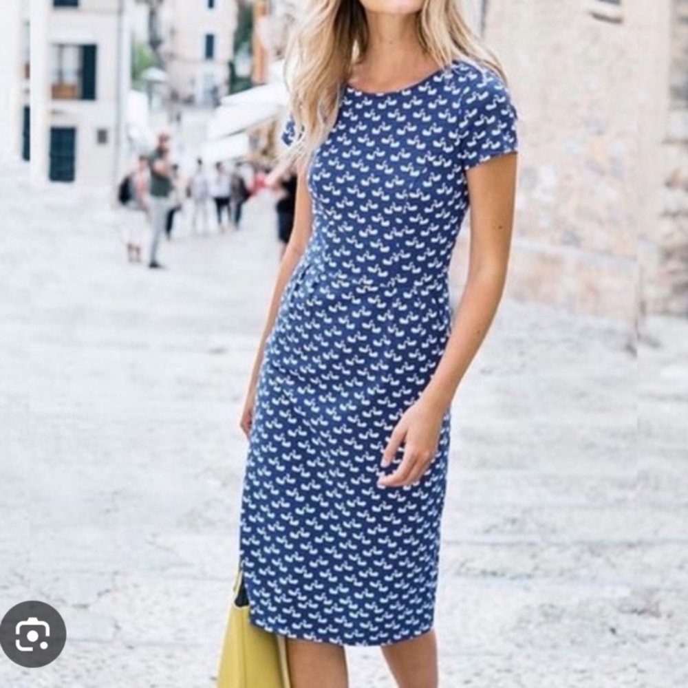 Boden Phoebe jersey swan print dress 16L